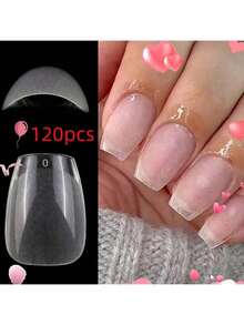 120pcs XXS Extra Short Almond Coffin Nail Tips Half Matte Pre-Filed Soft Gel Full Cover Fake Nail For Small Average Nail Beds