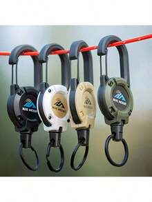 10 Stücke Schlüsselanhänger Set mit Einziehfunktion, Drahtseil mit Schlüsselband und Wanderkarabiner für Outdoor, Camping, Wandern und Angeln - Multifunktions-Abzeichen und ID-Clip