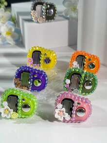 عداد أصابع مرصع بالألماس متعدد الألوان على شكل زهرة صغيرة، عداد إلكتروني محمول بزر يدوي، عداد بطاقة مصغر مناسب لعد التسبيح والرياضة وهدايا المناسبات - متعدد الألوان - مشاهدة 11