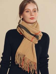 Premium Wool Scarf For Women, Thick Cashmere Blend Plaid Scarf, Versatile Autumn/Winter Accessory, 2025 New Style