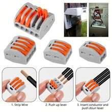 Boxed Quick Disconnect 2/3/5 Wire Connector, 28-12 AWG, Insulated Terminal With Copper Contacts, Compact PVC Insulation, Suitable For Wire, Wiring Accessories, Electrical Connector, Clip Cable Terminal, Lever NUT LED Lamp With Lighting, Universal Compact Cable Connection Push-In Type, 2 Pin 412/3 Pin 413/5 Pin 415/Wiring Terminal, Reusable Mini Quick Connection Household Line Terminal, Durable Connector - Multicolor - View 2