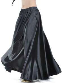 Fashion Dance Maxi Skirt, Women's Satin Double Slit Flared Skirt, Suitable For Belly Dance, Flamenco, Rock - Multicolor - View 18