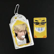 1 peça porta-cartões com imagem de animal fofo, porta-álbum de ídolos K porta-cartões com proteção En-Hypen, material PU, aplicável a cartões de fotos de 3 a 3,5 polegadas, cartões de fotos de estrelas, porta-cartões de fotos, chaveiro, periférico de jogos de anime, armazenamento e exibição de cartões pequenos