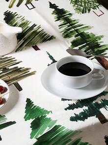 1 pieza Mantel con estampado de serie de árboles, mantel rectangular/redondo moderno de poliéster impermeable, impresión digital adecuada para sala de estar, mesa de comedor al aire libre, mesa redonda pequeña - Multicolor - Ver 6