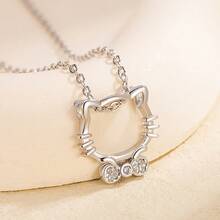 Sanrio Collar de Hello Kitty, collar colgante de gato de dibujos animados, collar de cadena de clavícula, mejor regalo para niñas, cumpleaños, sorpresa, novia, mejor amiga