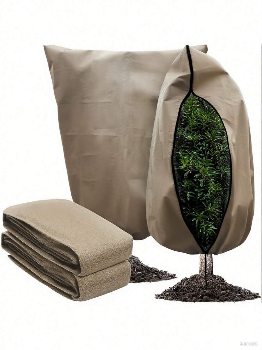 Winter Plant Cover With Drawstring Zipper - Windproof, Breathable Frost Protection For Trees & Shrubs, For Season Extension & Frost Protection,Sun, Bird & Insect Guard - Easy-On Drawstring Design