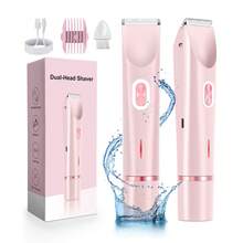 Women Bikini Trimmer, Dual-Head Hair Trimmer For Women,2-In-1 Bikini Shaver With Ceramic Blade Heads & Type-C Charging Port, Electric Razors For Women Pubic Hair,Underarms,Legs,Arms,Face
