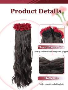 Synthetic Water Ripple Long Curly Hair Rose Claw Clip Ponytail Extension 18inch Heat-Resistant Ponytail Wig Naturally Fluffy Increases Hair Volume Banana Claw Clip Temperament Waterfall Ponytail Suitable For Women's Daily Parties - Multicolor - View 5