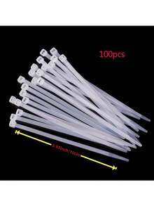 100 件装尼龙自锁扎带白色塑料扎带捆绑线扎带捆扎带