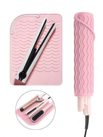 1pc Silicone Heat Resistant Pad, Portable Travel Hot Tool Mat Sleeve, Suitable For Curling Iron, Straightener, Flat Iron And Other Styling Tools,Hair Tools,Hair Products And Accessories For Barber Salon Beauty Travel Essentials,Back To School,Travel Holiday Essentials,Hair Accessories For Women