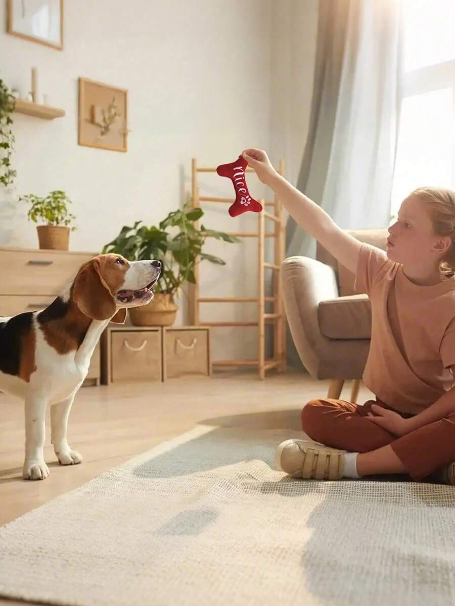 1pc Pet Sound Toy, Dog Toy, Bone Shaped Christmas Element Toy, Dog Christmas Toy With Sound, Interactive Pet Toy