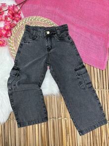 WOMEN'S WIDE LEG CARGO PANTS FOR KIDS PROMOTION/FASHION/PARTY/OUTING/GIRLS/ - 黑色的 - 查看 1