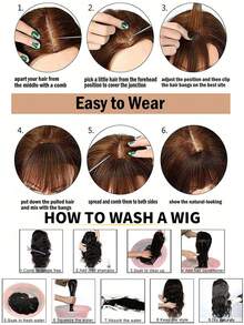 1 Clip-On Air Bangs With Sideburns, Synthetic Hairpiece For Bangs Enhancement, Women's Wig Bangs With Sideburn Hair Accessory Clip, Daily Styling For Women And Girls - Multicolor - View 10