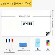 JILLYJOLLY 1pc Magnetic Dry Erase Whiteboard Paper, Soft Whiteboard Contact Paper, Wall Sticker, 40*60cm/15.7*23.6in, 45*100cm/17.7*39.3in, Graffiti Sticker For Work At Home, Adult Use For Office/Teaching Back To School - White - View 14