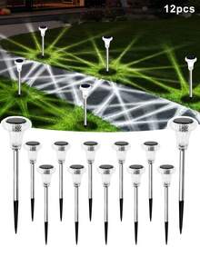 2/6/12pcs Solar Powered Garden Lights, Solar Stainless Steel Tube Lights, Solar Crystal Lights, Solar Pathway Lights, Solar Decorative Lights, 6/12pcs LED Lights, Compact & Practical, Suitable For Garden, Driveway And Landscape Lighting Decor (Warm Light), Christmas Decor, Christmas Lights, Fairy Lights - Multicolor - View 14
