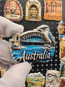 1 szt. australijski magnes na lodówkę z żywicy 3D, przedstawiający zwierzę, Londyn, Wielka Brytania, Wenecja, Wieża Eiffla, Francja, Czechy, USA, piramidy w Egipcie, Doha, Katar, Austria, Gruzja, Węgry, pamiątka z podróży do Krakowa, magnes na lodówkę, dekoracja domu, prezent świąteczny - Wielokolorowe - Zobacz 10