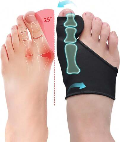 PGRODE 2 Pcs  For Women Men Big Toe Straighteners, Bunion Pain Relief, Breathable Bunion Correction Socks With Built-In Gel Pad, Big Toe Spacer Separators (Black)