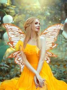 Foil Print Fairy Wings Adults Dress Up Sparkling Sheer Butterfly Wings Transparent Fairy Wings Halloween Costume For Women Angel Wings