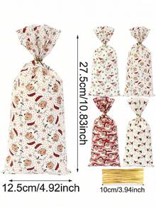 50/100Pcs Merry Christmas Plastic Gift Bags, Christmas Xmas Gifts Wrapping Bags Pink Snowman Xmas Tree Snowflakes Christmas Cellophane Treat Bags, Christmas Decorations For Home 2025/2026 New Year Packaging Bags Christmas Decorations Christmas Decor Christmas Gifts Christmas Wrapping Paper Christmas Party Supplies Christmas Gift Bags