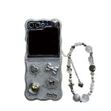 TLL  For Samsung Galaxy Z Flip 7 FE Z Flip 6 Case3D Cute Heart Bow Pattern Light Luxury Clear Shiny Aluminum Foil Protective Cover With Jeweled Diamond Bracelet For Galaxy Z Flip 6 Case Woman2574 - 無色 - 查看 1