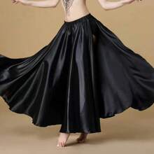 Fashion Dance Maxi Skirt, Women's Satin Double Slit Flared Skirt, Suitable For Belly Dance, Flamenco, Rock - Multicolor - View 30