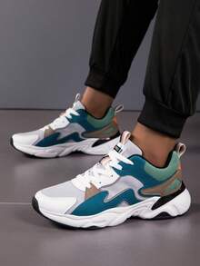 Men's Non-Slip, Wear-Resistant, Breathable Formal Outdoor Lace-Up Low-Top Casual Sports Shoes, Fashionable Minimalist Style Leather Men's Sports Shoes, Running Shoes, Solid-Color Low-Top Shoes, Tennis Shoes, Rubber Shoes - Grey - View 3