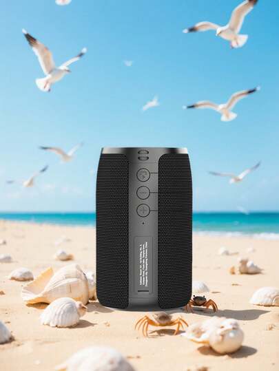 Enceinte 蓝牙、防水扬声器 IPX5、10W 迷你无线扬声器 5.2、S32 播放时间长达 12 小时、1800mAh 电池、立体声配对、MIC/TF 卡/USB/AUX 适用于家庭/户外，兼容 IOS Andriod