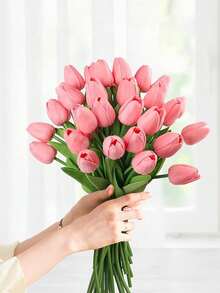 10支/2支装郁金香仿真花，实心花束，假植物，新娘手捧花，婚礼装饰花，家居客厅装饰花，DIY插花材料，情人节，返校季，配件，装饰品，适用于婚礼场地、家居酒店、派对活动、情人节和新年礼物