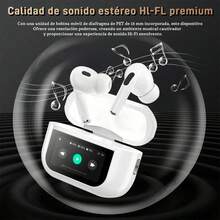 A9 Pro Auriculares Bluetooth, audífono inalámbrico inteligente con pantalla táctil, reducción de ruido activa dual ANC+ENC, compatible con iOS/Android - Blanco - Ver 8
