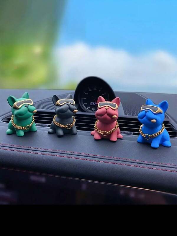 Cartoon Bulldog Ornament, Super Cool Car Decor, Cute Bulldog Figurine Decoration