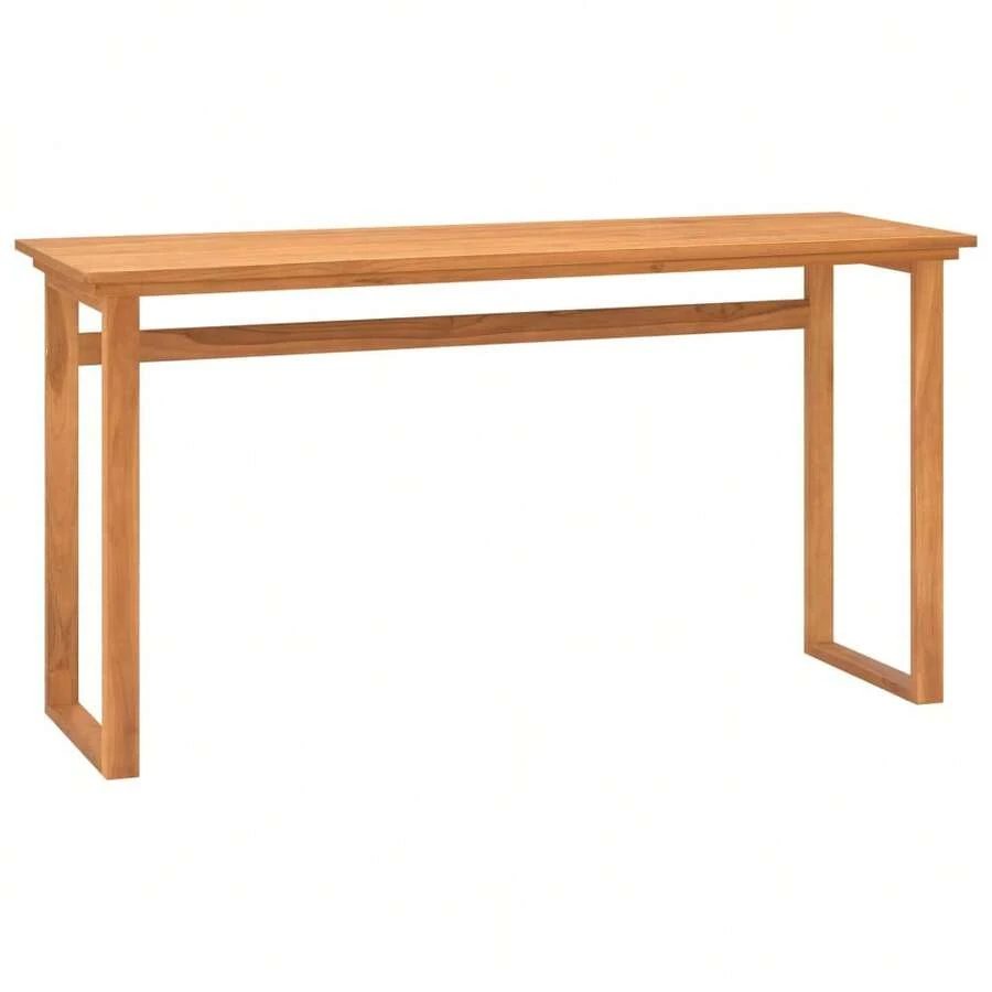 vidaXL Desk Console Table Computer Desk Home Office Study Desk Solid Wood Teak - Brown - View 1
