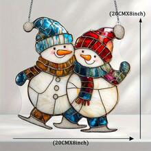 Adorno colgante de acrílico plano y lindo de muñeco de nieve navideño, decoración colgante para ventanas, regalo navideño para el hogar, decoración de invierno, adorno navideño, decoración de pared, apto para jardín, porche, dormitorio, oficina, cocina, decoración del hogar y decoración de patio exterior