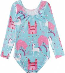 Long Sleeve Leotards Girls Gymnastics Kids Toddler Tumbling Outfits Floral Stripe Pattern
