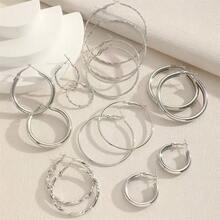 8 Pairs Exaggerated Versatile Large Hoop Earrings Set For Women