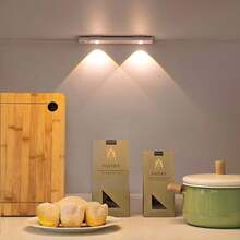 1 pieza Luz con sensor de movimiento LED inteligente, decoración del hogar Tira de luz en forma de ojo de gato ultra delgada, luz recargable autoadhesiva para armario, 20cm/400mAh, 50cm/400mAh Luz de armario con sensor de movimiento - Luz de sensor de colina de ojo de gato de tres colores - Ver 7