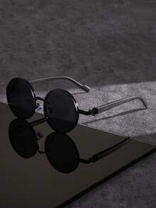 1pc Unisex Fashion Glasses, Made Of Metal & Plastic, Solid Color Pattern, Retro Style, Round Frame, Suitable For Daily Use, Street Photography, Driving, Hiking, Beach, Parties & Gatherings, Great Gift, Fits All Face Shapes, High Quality