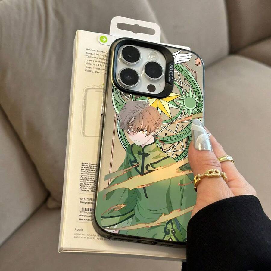 Nuevo Estilo de Fantasía Anime Chico en Verde Cool Li Siyaoran Funda para Teléfono para Apple 16 16e 15 14 13 12 11 Pro Max X XR XSMAX 8 7 e Plus Color Plata Mate Carcasa Dura Creativa Personalidad - Negro - Ver 1