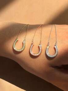 1pc Minimalist Horseshoe Zirconia Pendant Necklace, Elegant & Fashionable Everyday Wear Necklace For Women