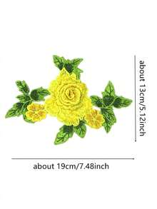1pc Colorful 3D Embroidered Peony Flower Patch With Lace Trim, DIY Clothing Accessory Applique