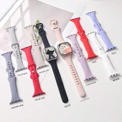 纤细腰身蝴蝶扣硅胶表带，兼容 Apple，适合手表运动臂带 38 毫米 40 毫米 41 毫米 42 毫米 44 毫米 45 毫米 49 毫米 46 毫米，适合手表 Uhr Serie11 10 9 Ultra 8 7 6 5 4 3 2 1 SE 女士硅胶臂带