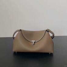 Sweden's Niche TOTEME 2025  NewFashion Light Luxury Shoulder Bag - Soft Commuter Totewith Adjustable Strap, Detachable Sash, And Cotton LiningAvailable In Deep - Xám - Xem 8
