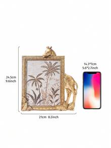 1pc Gold Resin Rectangular Giraffe Shaped Decorative Photo Frame, Resin Material Frame For Desktop Cozy Photo Display And Photography Prop - Gold - View 6