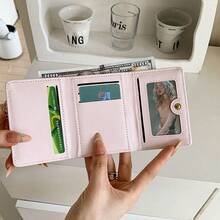 花卉蝴蝶结装饰女士小钱包简约三折钱包学生风格现货日式设计女士钱包迷你钱包钱包秋季小钱包可爱钱包 Y2K 钱包 - 彩色 - 查看 7