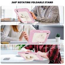 1个保护壳，兼容iPad Mini 6/Mini 7 8.3英寸”、“兼容iPad 5/6/7/8/9/10/11 9.7英寸/10.2英寸/10.9英寸/11英寸”、“兼容iPad Mini 7 2022/2024款，带笔槽、360°旋转手带和支架”、“兼容iPad Air2/Pro/5/6 9.7英寸”、“兼容iPad Mini 7 (A17 Pro) 8.3英寸 2024款”、“兼容iPad A16 11英寸 2023款（粉色+白色）” - 粉白(不含肩帶) - 查看 6