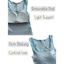 Women Rib Tank Top Padded Workout Top Square Neck Crop Tank Fitted Basic Cami Tops - Blue Ice - 查看 7