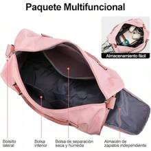 Maleta Deportiva,Compartimento para Zapatos y Bosillo Impermeable,Incluye bolsa de maquillaje,toalla y bolsa organizadora de regalo,Mujer y Hombre,para Viajes,Gym (B-Rosa) - A-Gris - Ver 3