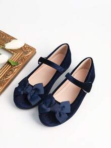 女童时尚可爱户外天鹅绒平底鞋，秋冬 - 藍色 - 查看 2