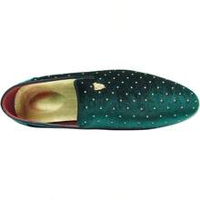 Men's Pointed Toe Rivet Dress Shoes Glitter Modern Metallic Slip On Loafers Plus Size-20256688 - Green - View 6