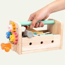 36 pièces Boîte à outils multifonctionnelle en bois pour enfants, jouets de construction STEM pour garçons et filles, ensemble de jeu de rôle d'ingénieur avec des outils courants comme un tournevis et une clé, cadeau de Noël et d'anniversaire pour les enfants