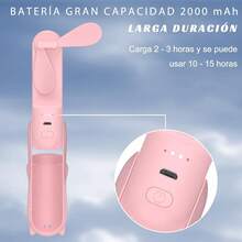 Ventilador Plegable de Mano Recargable USB 3 en 1 para Emergencias - Rosa - Ver 10